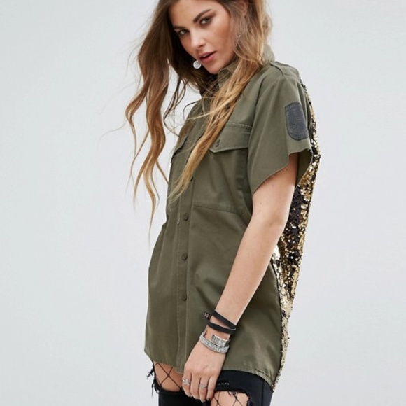 Reclaimed Vintage Tops - Small ASOS Reclaimed Vintage Military Shirt NWOT